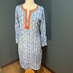 Blossom Boutique Long Tunic with Embroidery and tassel neckline